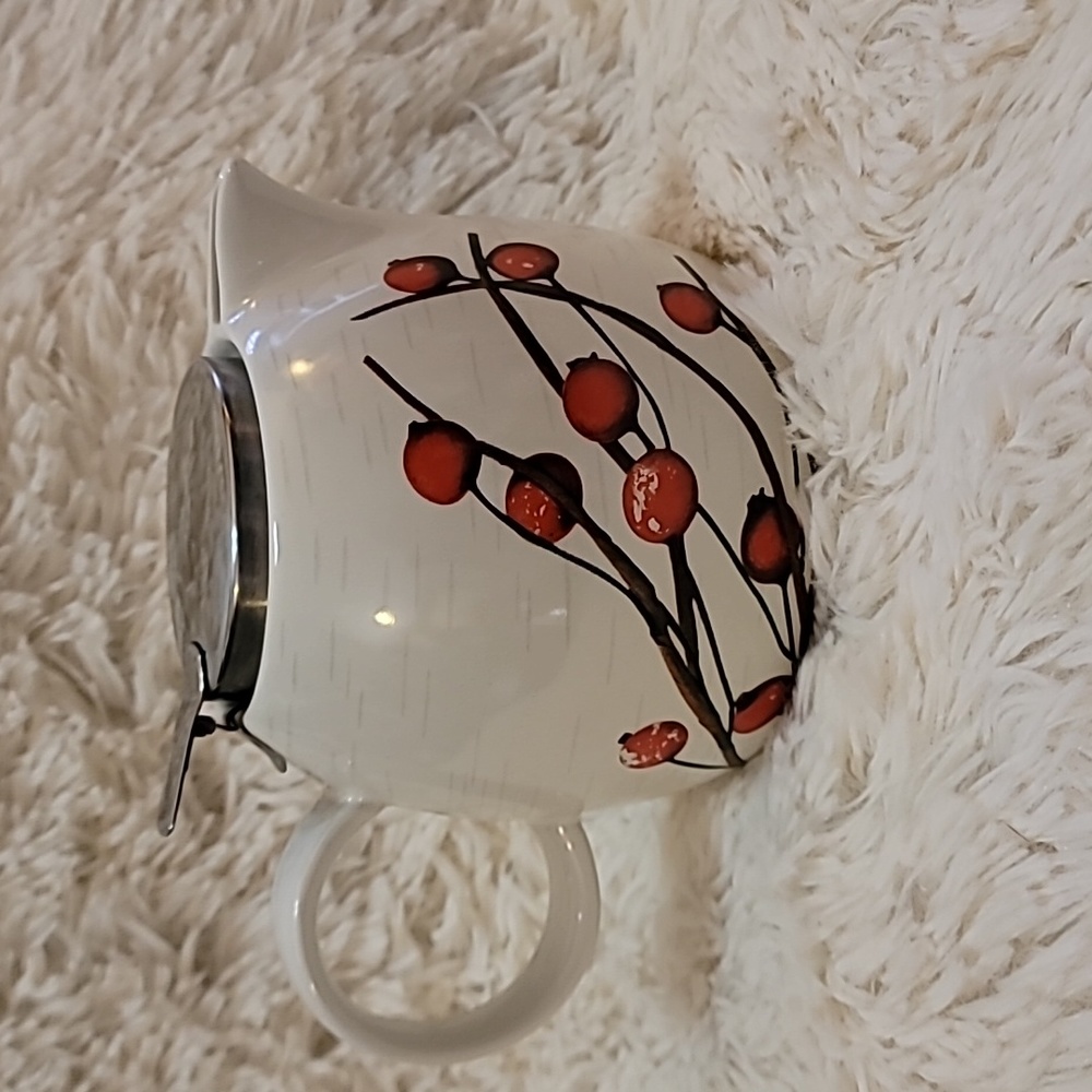 Teapot, berry pattern. Collectible ceramic teapot. Vintage decor